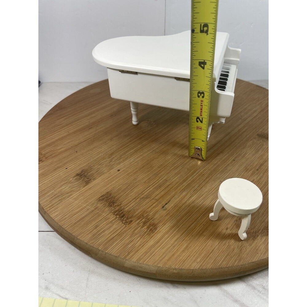 White Piano Music Box with Bench and Black Case Musical Boxes Gift for Christmas - Picture 12 of 13